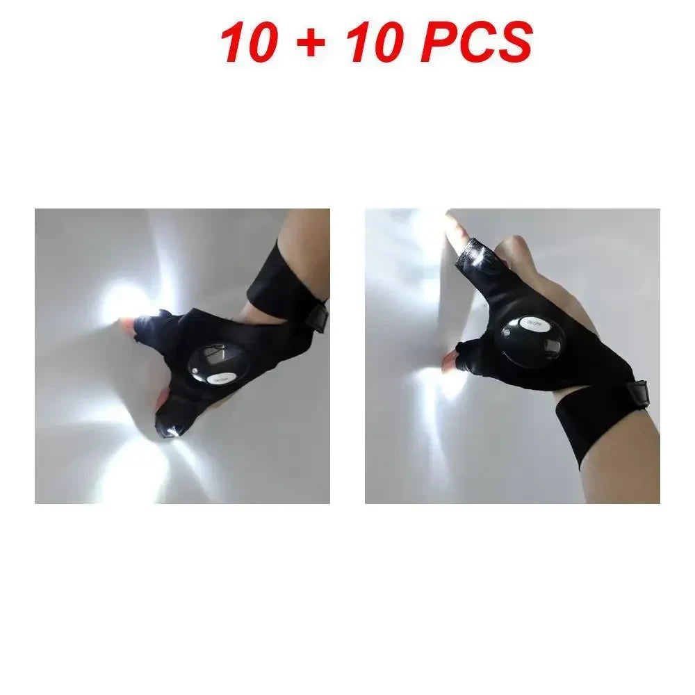 LED Fingerless Flashlight Gloves
