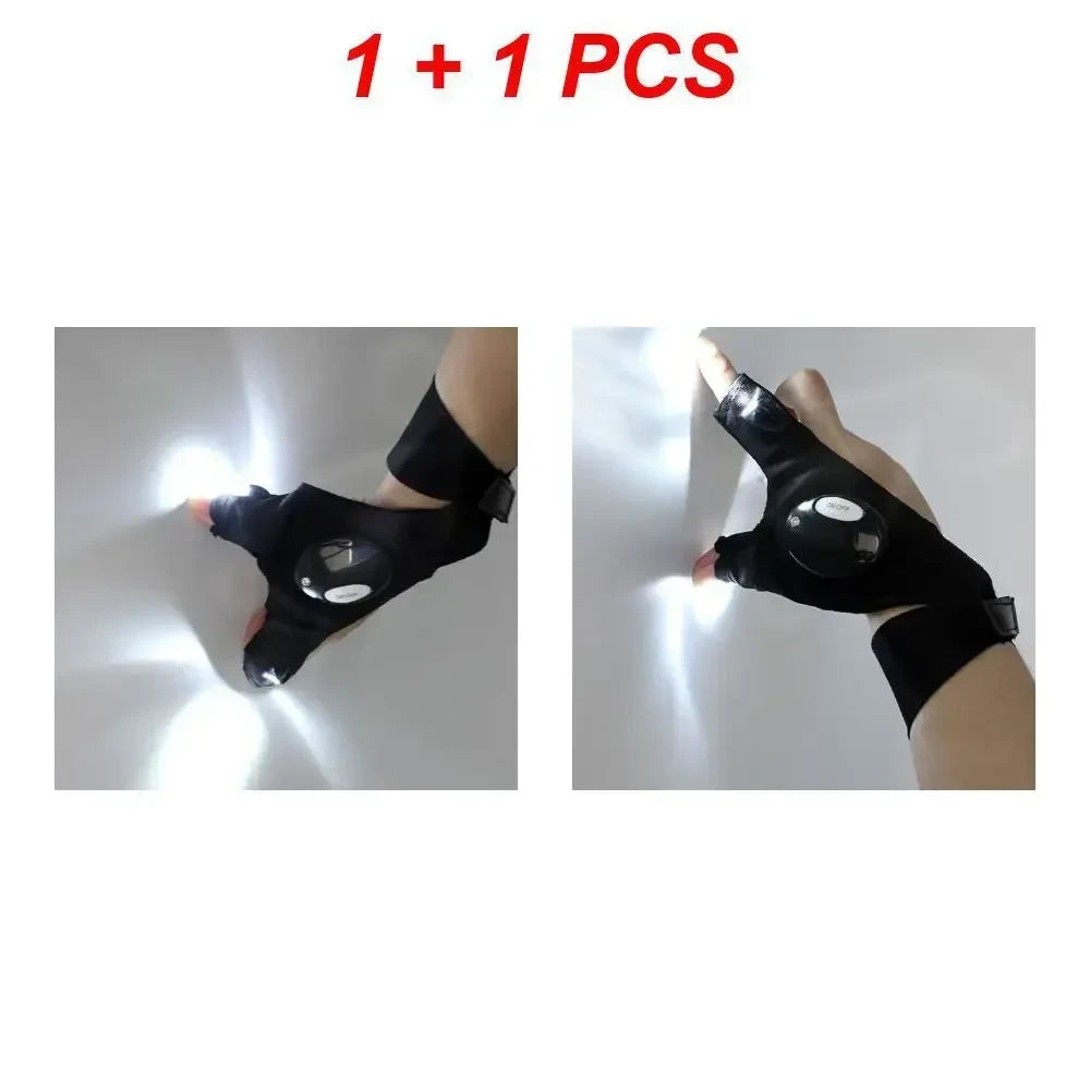 LED Fingerless Flashlight Gloves